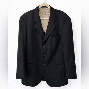 Hugo Boss Mens Blazer 44R 100% Wool Black Sport Coat Jacket Three Button VTG
